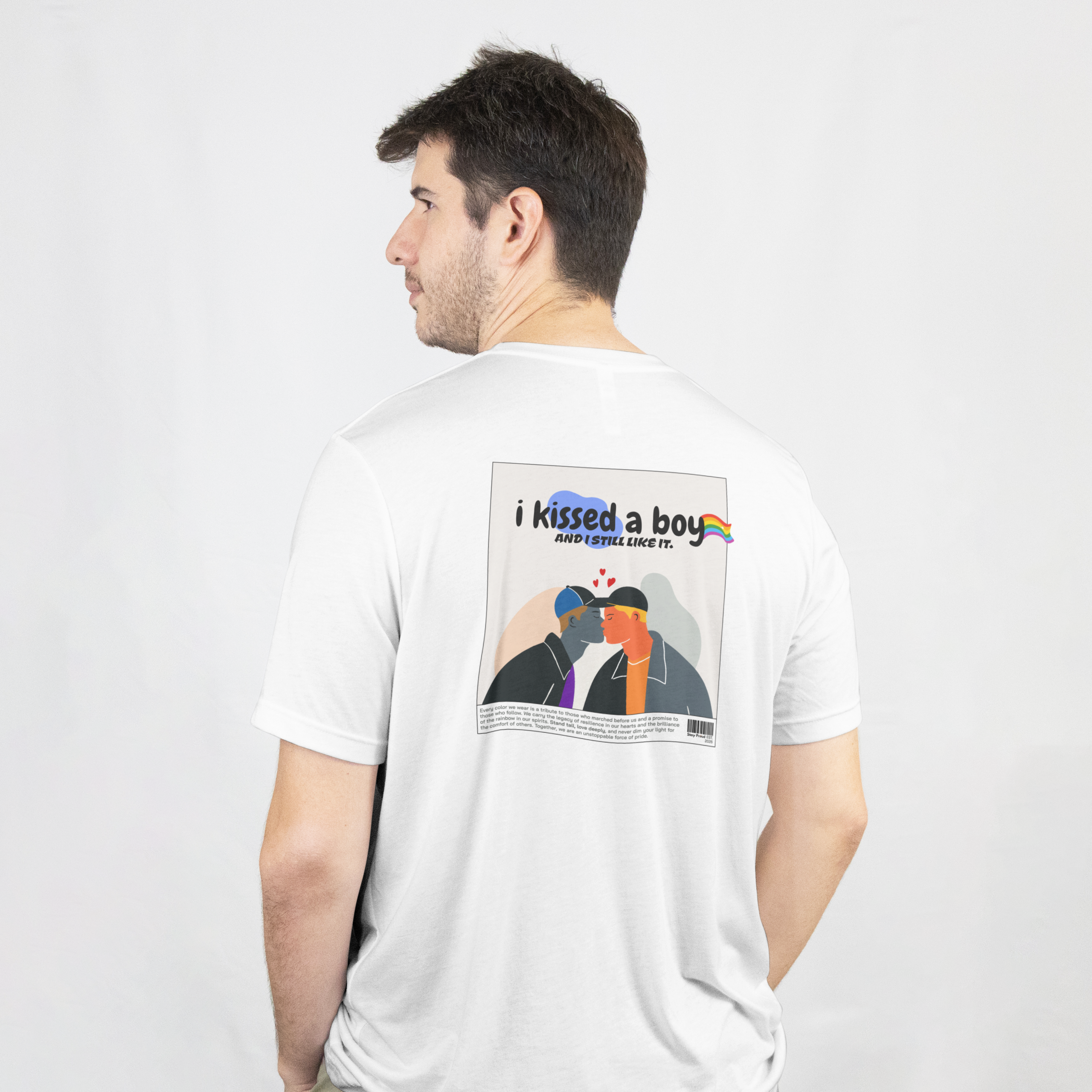 Pride shirt I Kissed A Boy Mockup Male White Background