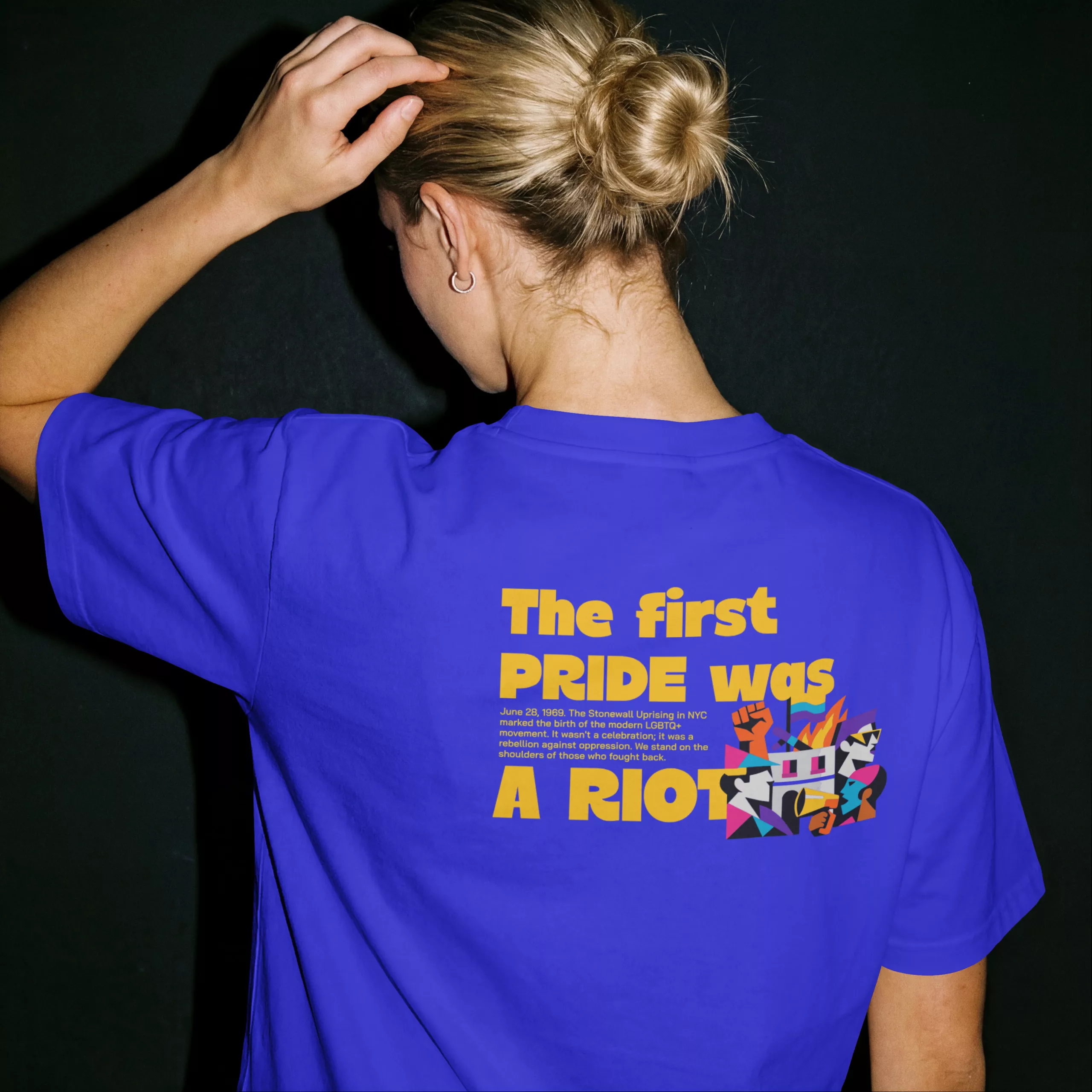 Pride T-Shirt The first Pride was a Riot Blau Frau Back