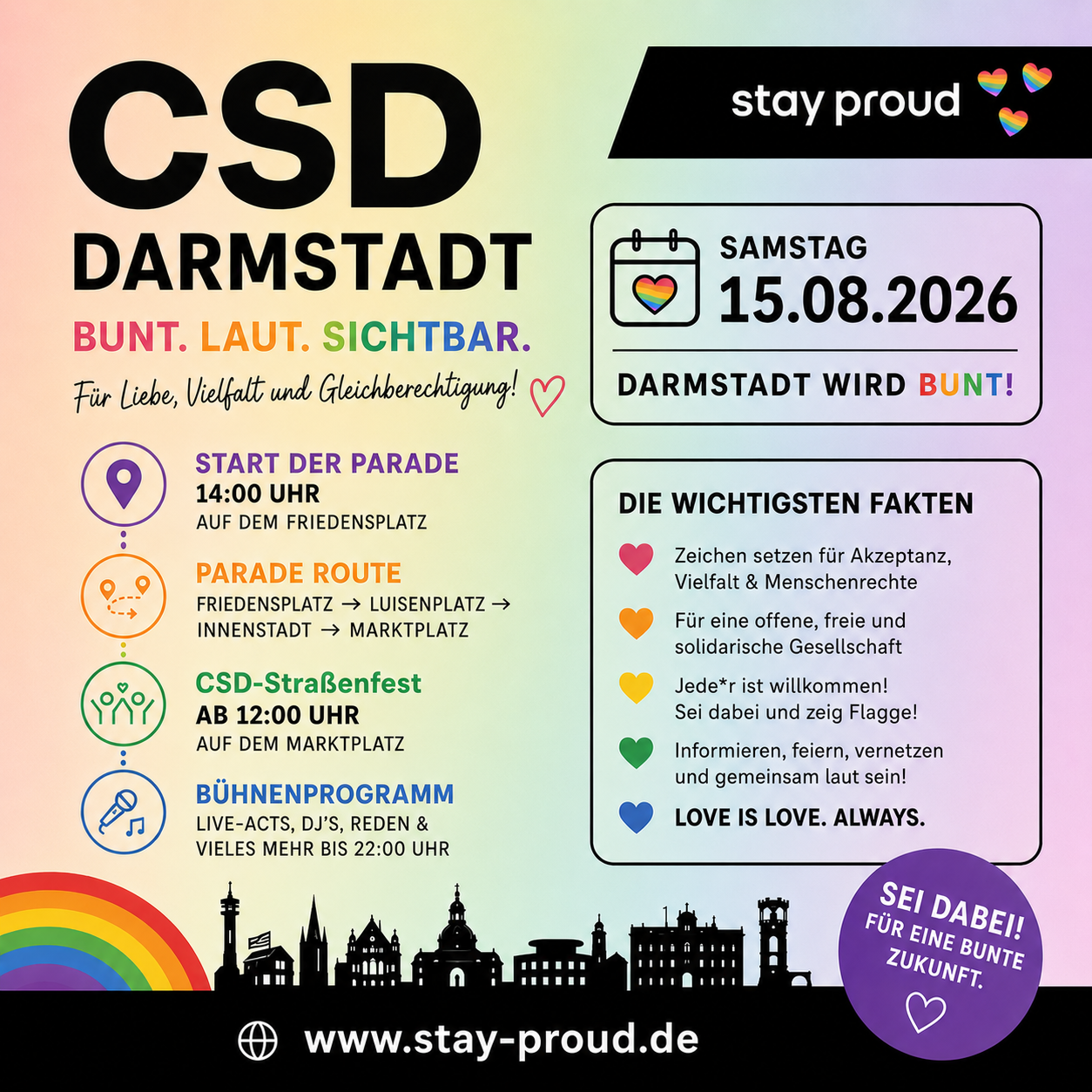 Infografik zum CSD 2026 in Darmstadt Infografik zum CSD 2026 in Darmstadt